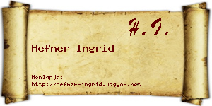 Hefner Ingrid névjegykártya